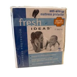 Fresh Ideas Mattress Protector Full White New Anti-Allergy 9 Inch Deep Pocket